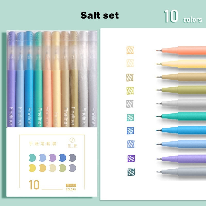  10Pcs Fineliner Color Pens Set, Fine Line Colored