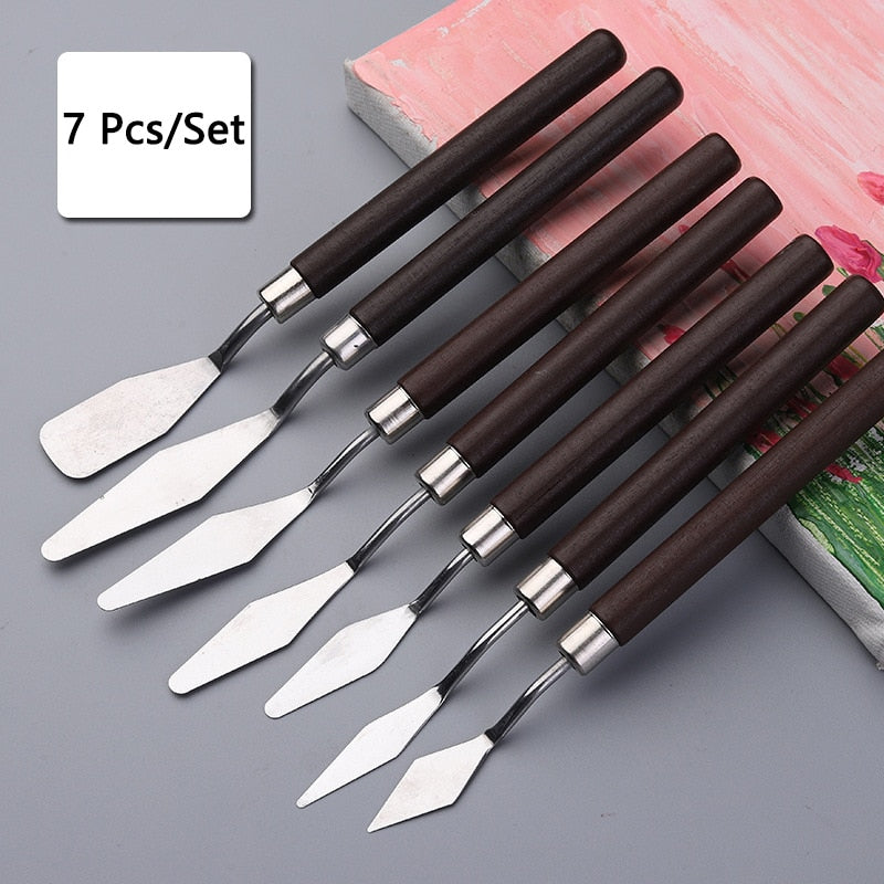 1/3/5/7Pcs/Set Stainless Steel Oil Painting Knife Artist Spatula Art Tools stationery Cake baking supplies painting drawing cute