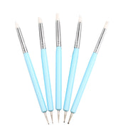 5pcs/set Double-ended Dotting Tools Set Nail Art Embossing Tools Pottery Craft Art Silicone Brushes Pottery Clay Tool