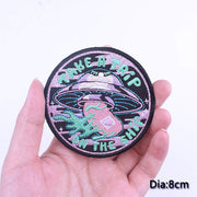 DIY Adventure Travel Patches For Clothing Mountain Camping Badge Space Stripe Iron On Patches On Clothes UFO Embroidery Patch