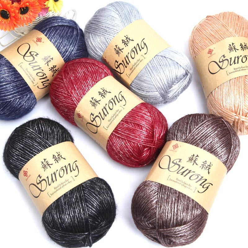 100g/ball 325m Silk Cotton Knitting Yarn Crochet Needlework Thick Wool Thread Yarn For Hand Knitting Scarf Sweater Eco-friendly