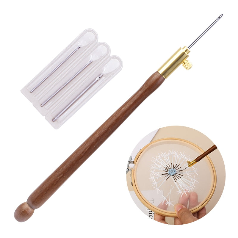 LMDZ Embroidery Punch Needle with 3 Needles Punch Pen  Embroidery Cross Stitch Craft Kit French Crochet for Sewing Knitting