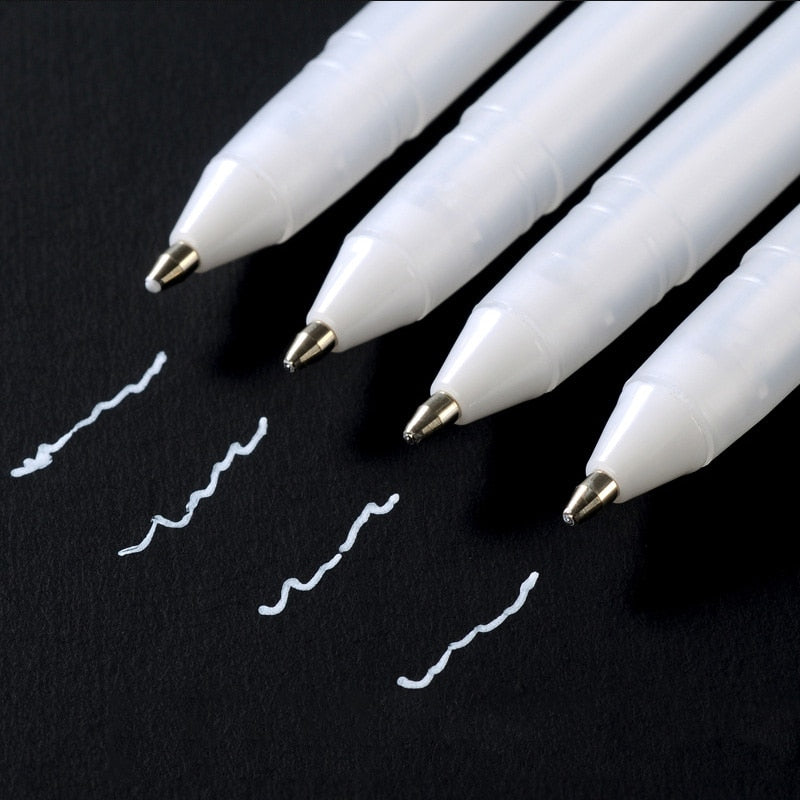 Black Card White Highlight Marker Pens Art Hand-painted Pen Sketch Pens for DIY Drawing Graffiti Art Supplies School Stationery