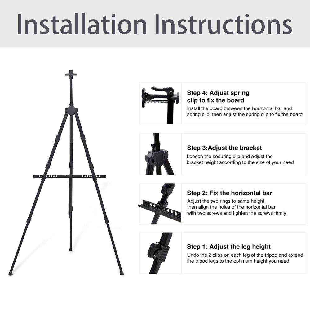 Portable Adjustable Metal Sketch Easel Stand Foldable Travel Easel