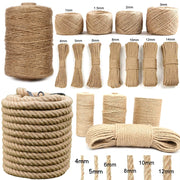 1-14mm Natural Jute Twine Vintage Jute Rope Cord String Twine Burlap For DIY Crafts Gift Wrapping Gardening Wedding Decor 2-100M