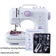 Fanghua Multifunction Mini Sewing Machine 505A 12 Stitches Replaceable + 11pc Presser Foot Power Supply LED Light Sewing classes