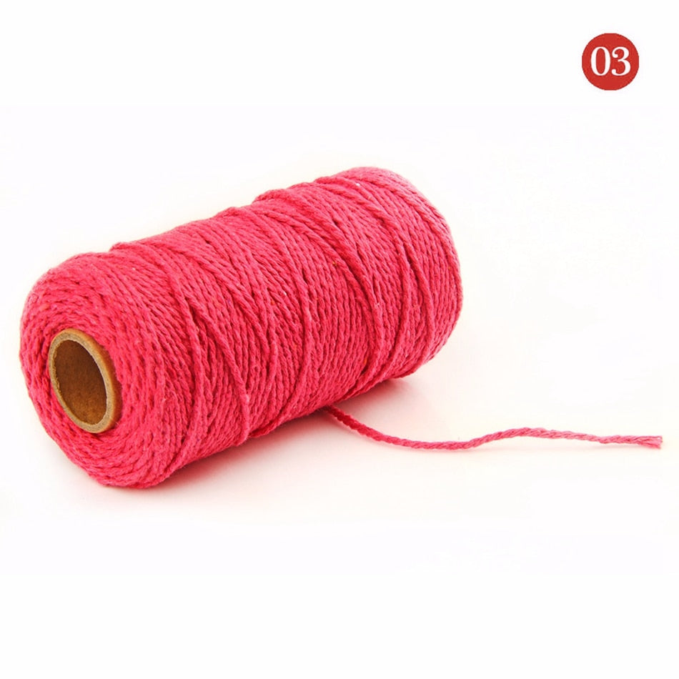 2mm 100M Colorful Thread Cord Handmade Crafts DIY Beige Twisted Cotton Macrame Cord Twine Rope String Home Textile Decoration