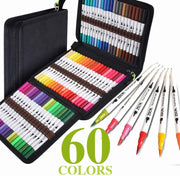 12-160 Colors Brush Pens Markers Set Dual Tips Fine Drawing Adult Coloring Books Sketching Planner School Supplies Child Gifts