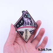 DIY Adventure Travel Patches For Clothing Mountain Camping Badge Space Stripe Iron On Patches On Clothes UFO Embroidery Patch