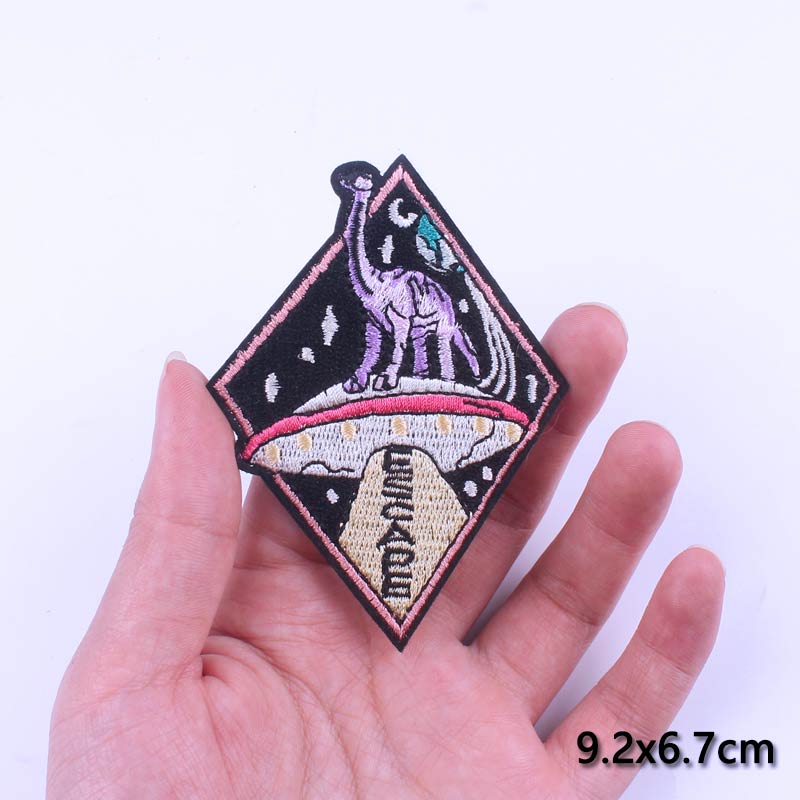 DIY Adventure Travel Patches For Clothing Mountain Camping Badge Space Stripe Iron On Patches On Clothes UFO Embroidery Patch