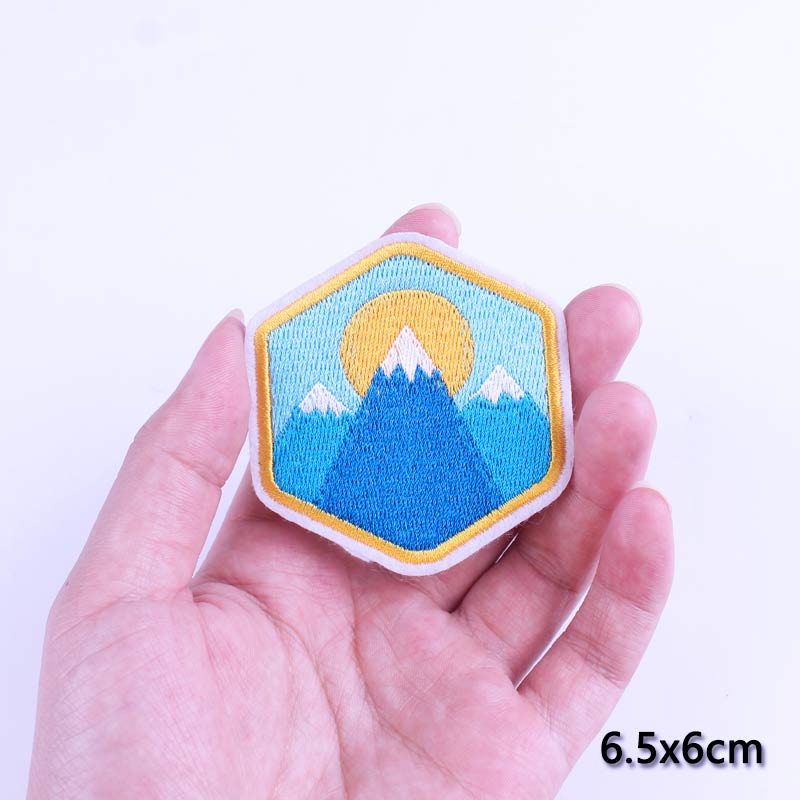 DIY Adventure Travel Patches For Clothing Mountain Camping Badge Space Stripe Iron On Patches On Clothes UFO Embroidery Patch