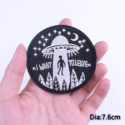 DIY Adventure Travel Patches For Clothing Mountain Camping Badge Space Stripe Iron On Patches On Clothes UFO Embroidery Patch