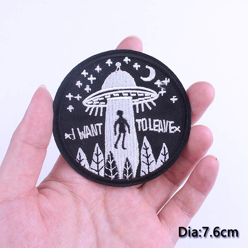 DIY Adventure Travel Patches For Clothing Mountain Camping Badge Space Stripe Iron On Patches On Clothes UFO Embroidery Patch