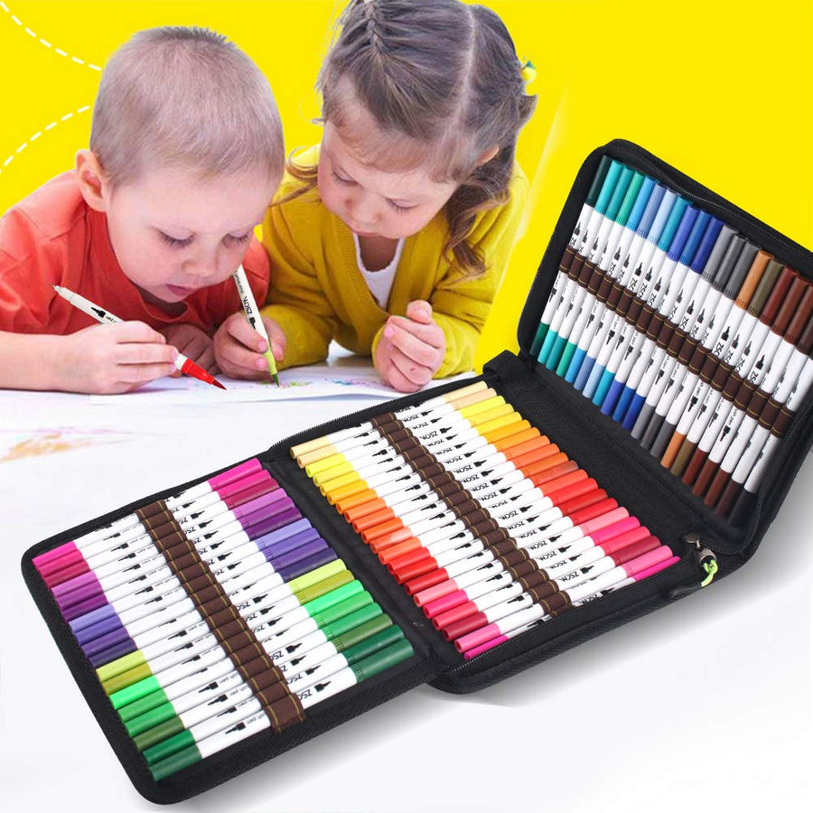 12-160 Colors Brush Pens Markers Set Dual Tips Fine Drawing Adult Coloring Books Sketching Planner School Supplies Child Gifts