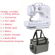 Fanghua Multifunction Mini Sewing Machine 505A 12 Stitches Replaceable + 11pc Presser Foot Power Supply LED Light Sewing classes