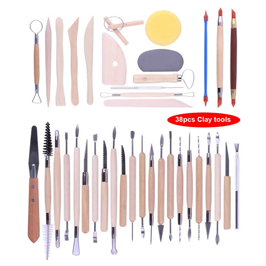 Arts Crafts Clay Sculpting Tools Pottery Carving Tool kit  Pottery &amp; Ceramics Ceramics Wooden Handle Modeling Clay Tools