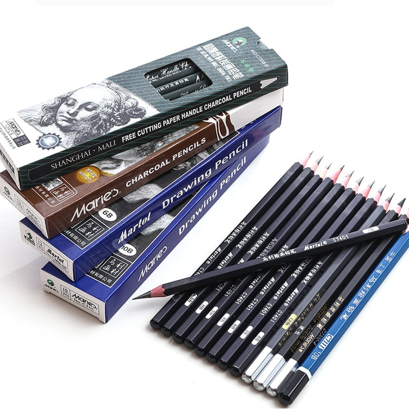 Maries Black Sketch Pencil Professional Drawing Pencil HB 2H B 2B 3B 4B 5B 6B 7B 8B 10B 12B 14B Art Stationery Supplies