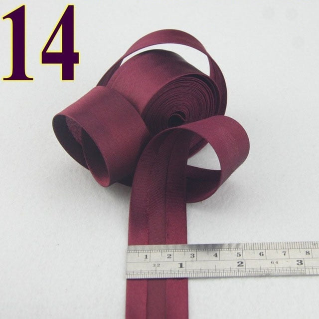 25mm(1&quot;) satin bright ironed single fold polyester bias binding tape table cloth garment quilt craft sewing accessories