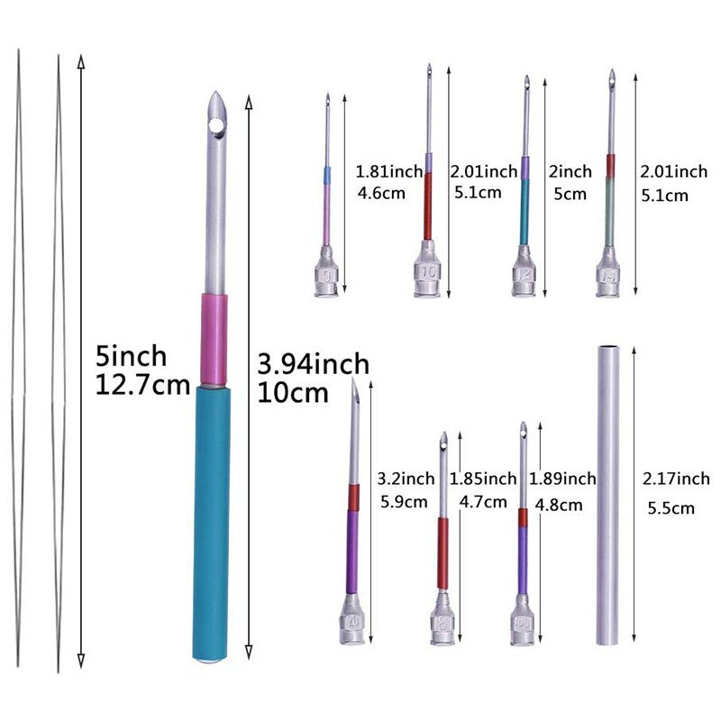 MIUSIE 15 Pcs Metal Embroidery Stitching Punch Needles Set Poking Cross Stitch Tools Crochet Knitting Art Needles With Thread