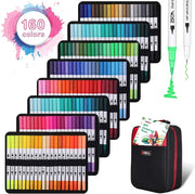 12-160 Colors Brush Pens Markers Set Dual Tips Fine Drawing Adult Coloring Books Sketching Planner School Supplies Child Gifts