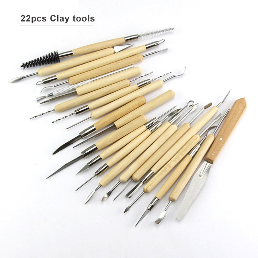 Arts Crafts Clay Sculpting Tools Pottery Carving Tool kit  Pottery &amp; Ceramics Ceramics Wooden Handle Modeling Clay Tools