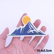 DIY Adventure Travel Patches For Clothing Mountain Camping Badge Space Stripe Iron On Patches On Clothes UFO Embroidery Patch