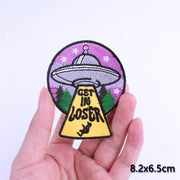 DIY Adventure Travel Patches For Clothing Mountain Camping Badge Space Stripe Iron On Patches On Clothes UFO Embroidery Patch