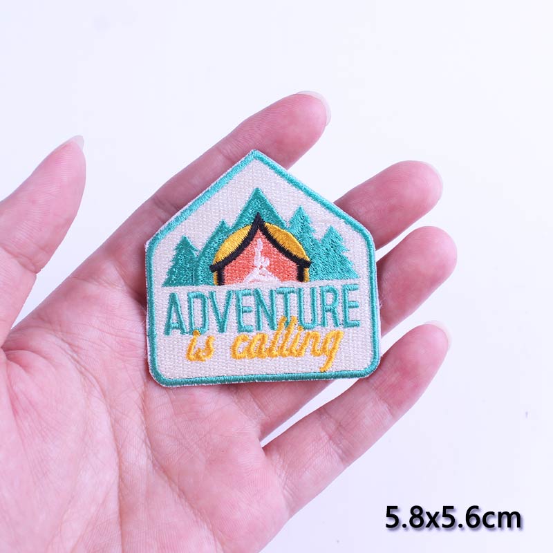 DIY Adventure Travel Patches For Clothing Mountain Camping Badge Space Stripe Iron On Patches On Clothes UFO Embroidery Patch