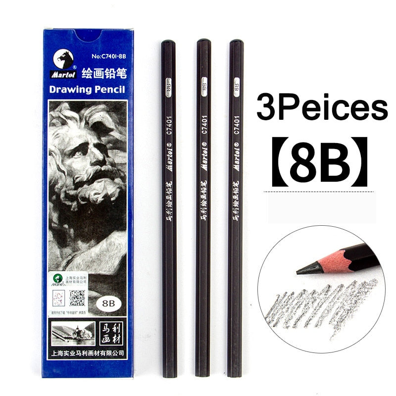 Maries Black Sketch Pencil Professional Drawing Pencil HB 2H B 2B 3B 4B 5B 6B 7B 8B 10B 12B 14B Art Stationery Supplies