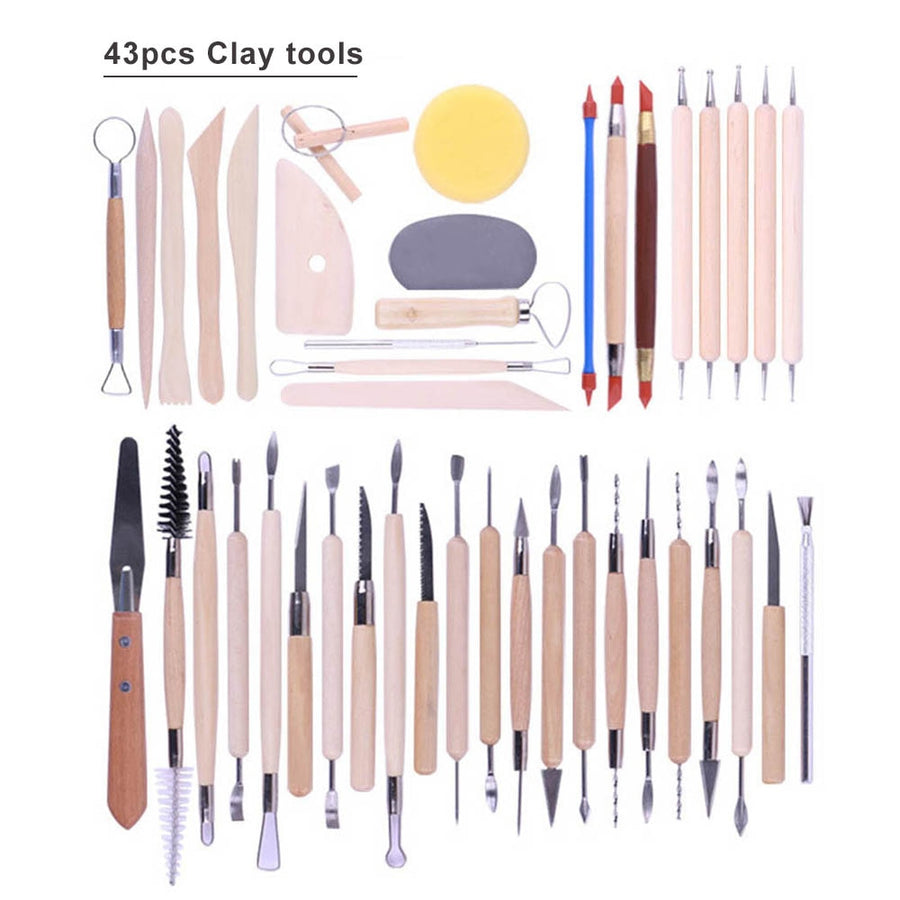 Arts Crafts Clay Sculpting Tools Pottery Carving Tool kit  Pottery &amp; Ceramics Ceramics Wooden Handle Modeling Clay Tools