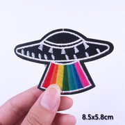 DIY Adventure Travel Patches For Clothing Mountain Camping Badge Space Stripe Iron On Patches On Clothes UFO Embroidery Patch