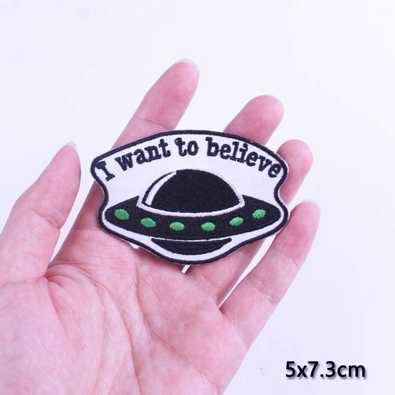 DIY Adventure Travel Patches For Clothing Mountain Camping Badge Space Stripe Iron On Patches On Clothes UFO Embroidery Patch