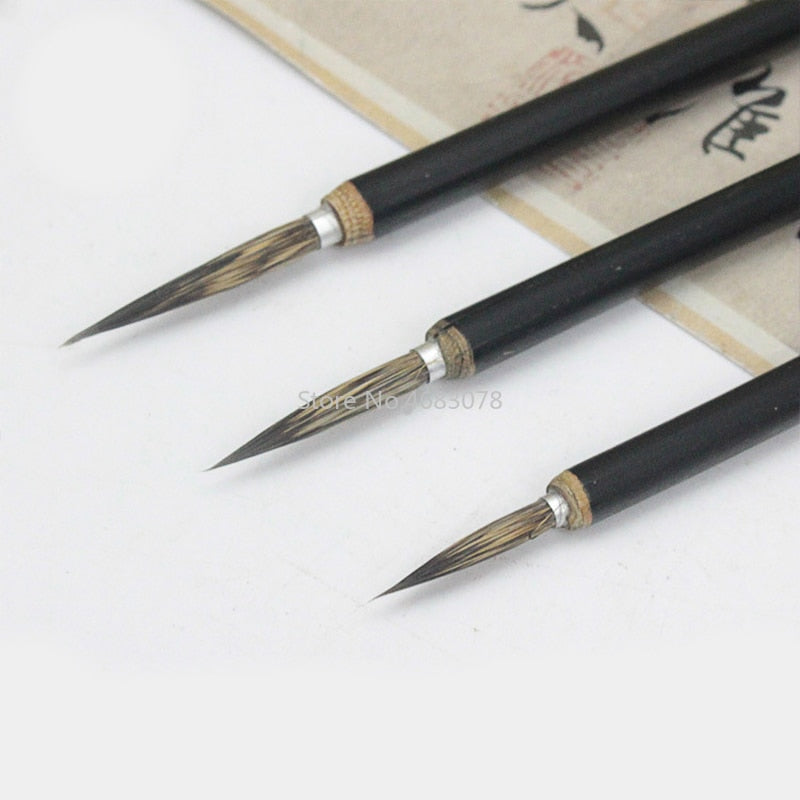 3pcs/set Copper head Hook Line Fine Paint Brush Chinese Calligraphy Brush Pen Paint Brush Art Stationary Oil Painting Brush