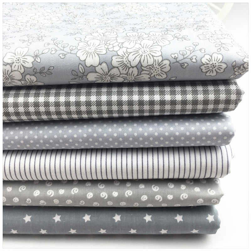 Syunss,New Gray Floral Printed Cotton Fabric DIY Tissue Patchwork Telas Sewing Baby Toy Bedding Quilting Tecido Tilda The Cloth