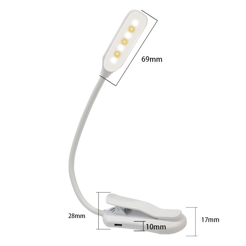 Rechargeable Book Light 7 LED Reading Light with 3-Level Warm Cool White Daylight Flexible Easy Clip Night Reading Lamp in Bed