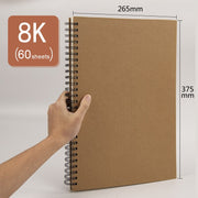 60 Sheets Retro Spiral Coil Sketchbook Kraft Paper Notebook Sketch Painting Diary Journal Student Note Pad Book Memo Sketch Pad