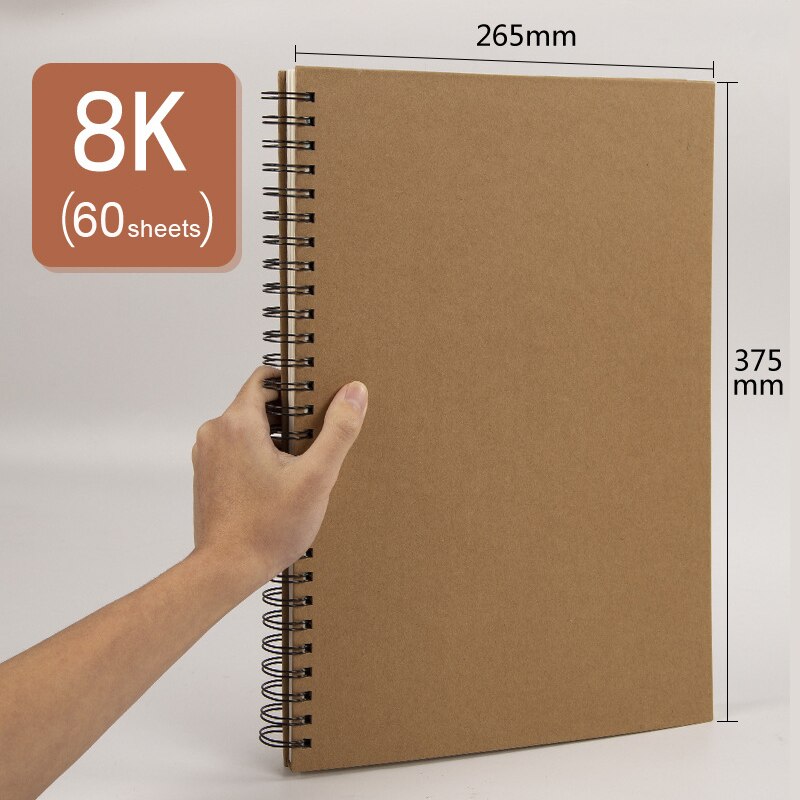 60 Sheets Retro Spiral Coil Sketchbook Kraft Paper Notebook Sketch Painting Diary Journal Student Note Pad Book Memo Sketch Pad