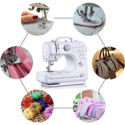 Fanghua Multifunction Mini Sewing Machine 505A 12 Stitches Replaceable + 11pc Presser Foot Power Supply LED Light Sewing classes