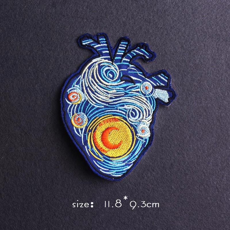 Van Gogh Patch Iron On Patches For Clothing Thermoadhesive Patches On Clothes Japan Anime/Fusible Patch Embroidery Sticker Badge