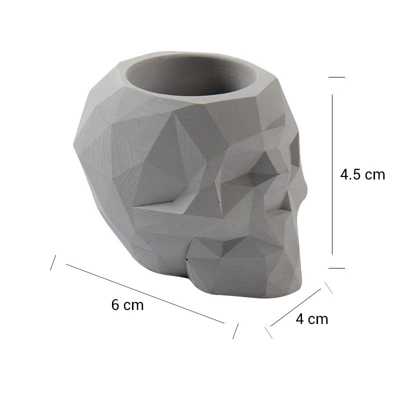 Silicone Mold for Concrete Succulent Planter Pot Cement Mould 3D Geometric Skull Mini Candle Vessels Form Home Decor Tool