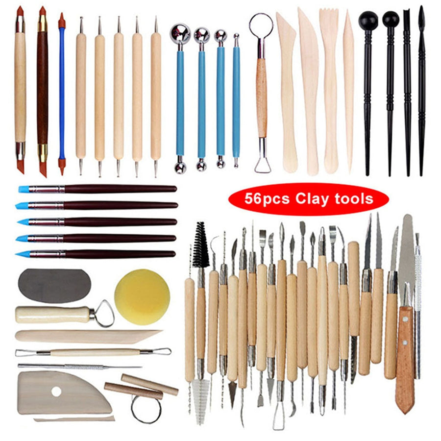 Arts Crafts Clay Sculpting Tools Pottery Carving Tool kit  Pottery &amp; Ceramics Ceramics Wooden Handle Modeling Clay Tools