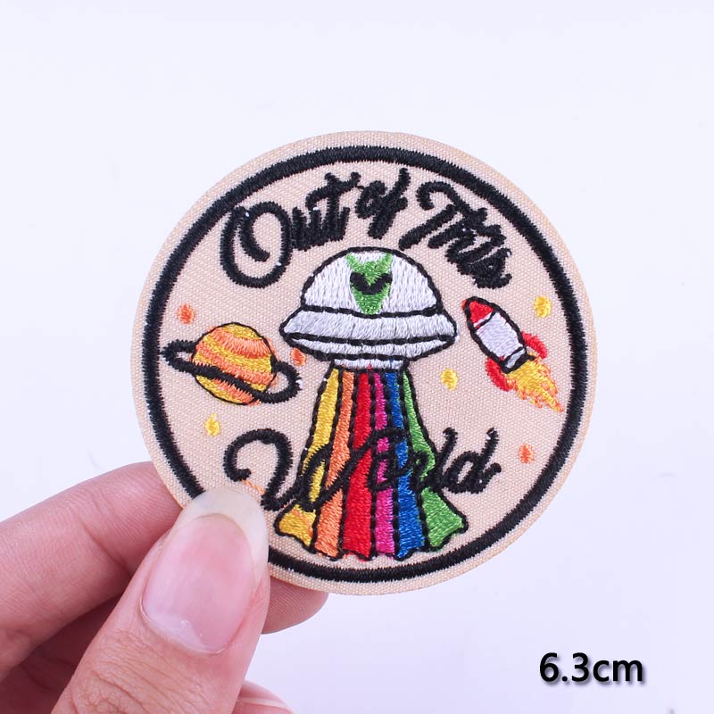 DIY Adventure Travel Patches For Clothing Mountain Camping Badge Space Stripe Iron On Patches On Clothes UFO Embroidery Patch