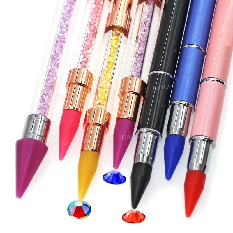 1set/lot quality Crystal Pen picking up Rhinestones Gems Sticky Wax Pencil DIY Tools for Nail art Cloth Diamond Picker Painting