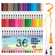 12-160 Colors Brush Pens Markers Set Dual Tips Fine Drawing Adult Coloring Books Sketching Planner School Supplies Child Gifts