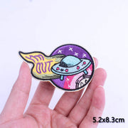 DIY Adventure Travel Patches For Clothing Mountain Camping Badge Space Stripe Iron On Patches On Clothes UFO Embroidery Patch