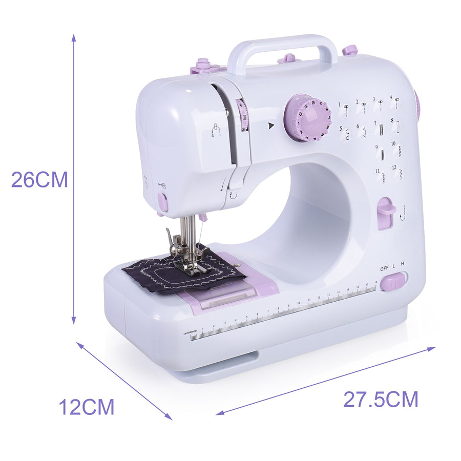 Fanghua Multifunction Mini Sewing Machine 505A 12 Stitches Replaceable + 11pc Presser Foot Power Supply LED Light Sewing classes