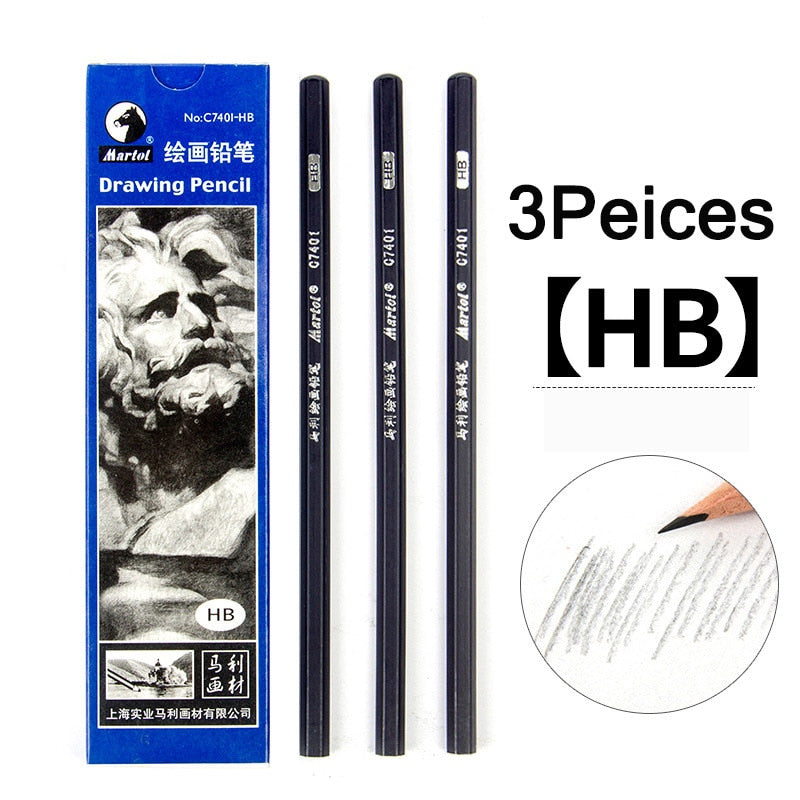 Maries Black Sketch Pencil Professional Drawing Pencil HB 2H B 2B 3B 4B 5B 6B 7B 8B 10B 12B 14B Art Stationery Supplies