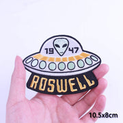 DIY Adventure Travel Patches For Clothing Mountain Camping Badge Space Stripe Iron On Patches On Clothes UFO Embroidery Patch