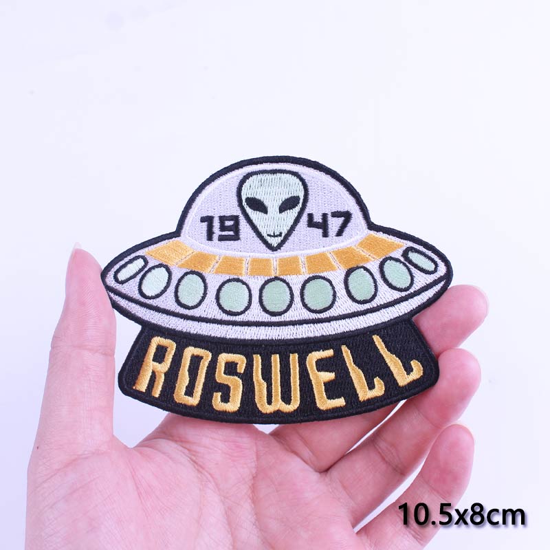 DIY Adventure Travel Patches For Clothing Mountain Camping Badge Space Stripe Iron On Patches On Clothes UFO Embroidery Patch