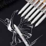 Black Card White Highlight Marker Pens Art Hand-painted Pen Sketch Pens for DIY Drawing Graffiti Art Supplies School Stationery